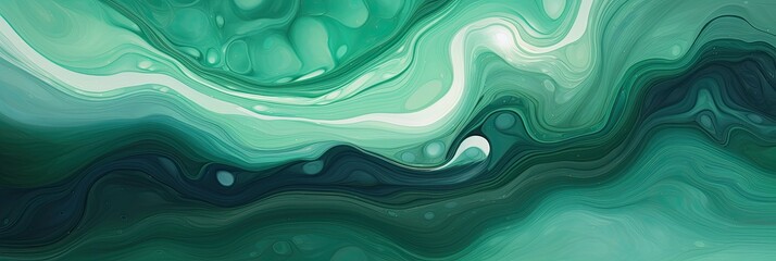 Abstract organic green swirls background design illustration - obrazy, fototapety, plakaty