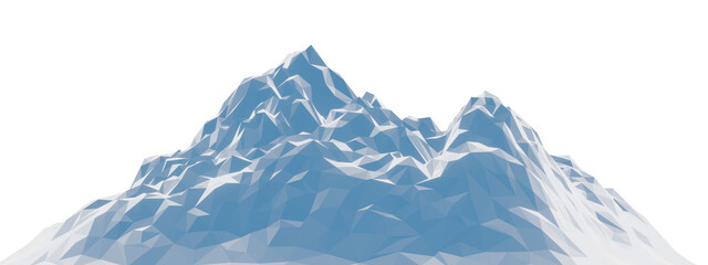 Low polygon ice mountain. Glacial landform. Ice terrain.
