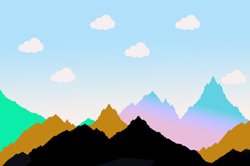 mountains with clouds.