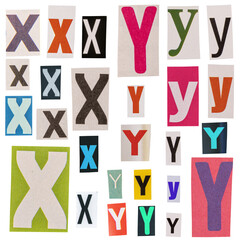 Letter X and Y cut out from newspapers