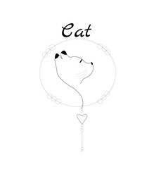 cat lines in a circle with the text cat on a white background