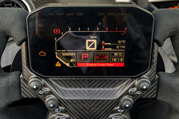 Modern race car digital instrument display