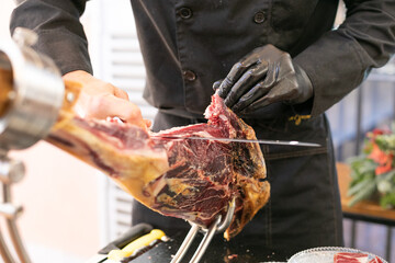 jamón, jamón serrano, crudo, salado, rico, sabroso, lechón, cerdo, carne, cortar, fiesta,...