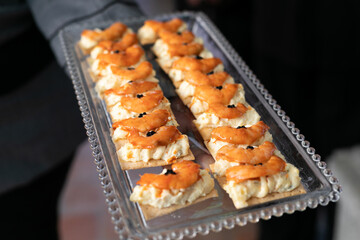 camarón, comida, rica, fría, salada, entrada, ágape