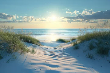 Papier peint photo Le salon Summer beach  with blue background  © Tony A