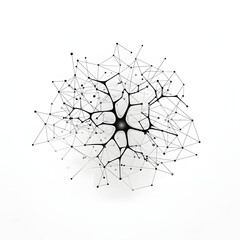 Abstract image of interconnected neurons in a network isolated on white background, sketch, png
