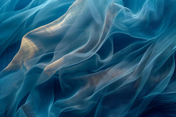 Obraz premium Smooth Blue Silk Fabric with Elegant Wave Texture and Luxurious Satin Sheen, Perfect for Artistic Backgrounds and Design