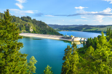 View from the Dunajec Castle to the Niedzica Dam (Czorsztynska Dam).