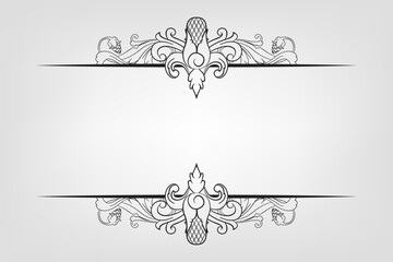 Classical Baroque Filigree Decoration Ornament Vintage Floral Border Style Antique Art Retro