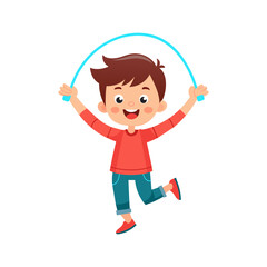 Children playing jump rope. Flat graphic vector illustration.