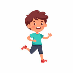 Children jogging. Flat graphic vector illustration.