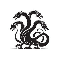 Deep-Sea Dreams: Hydra Silhouette Series Inviting You to Dive into the Fantastical Realms of Maritime Myths - Hydra Illustration - Sea Monster Illustration - Hydra Vector
