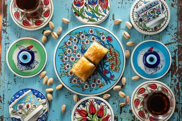 Turkish Baklava with Pistachio, Üsküdar Istanbul, Turkiye (Turkey)