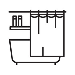 Bathtub icon. Line vector icon on white background. High quality design element. Editable linear style stroke. Vector icon