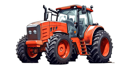 Agricultural towing tractor for farming on a white background