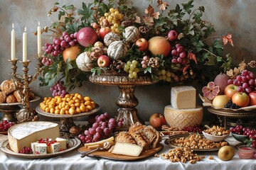 Fruit and Cheese Display for a Monthly Wine Tasting Generative AI