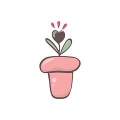 Vector clipart of a flower in a pot in cartoon style. Stock isolated image on a white background. llustration for greeting card, pattern design, print, sticker. Botanical clipart.