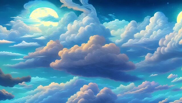 blue cartoon sky with clouds