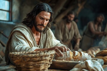 Jesus Bread: A Basket of Bread for Easter Generative AI