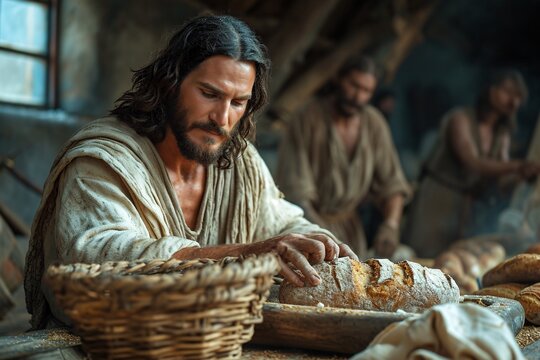 Jesus Bread: A Basket of Bread for Easter Generative AI