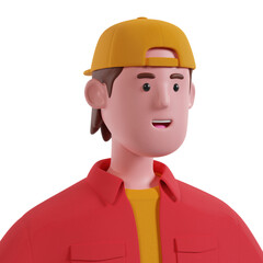 Man with hat Avatar 3D Illustration