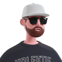 Man with glasses Avatar 3D Illustration