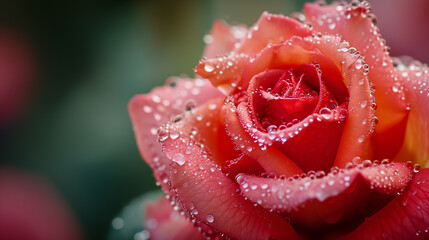 Pink rose with water drops