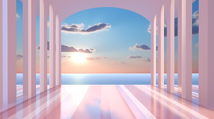 Fototapeta premium Gradient empty room wall model, minimalist interior, podium 3D product display
