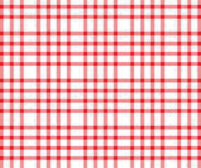 Plaid pattern. White, red, seamless background for textile. Clothing or decoration design. Vector illustration.