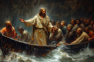 Jesus's Boat Ride in the Rain Generative AI