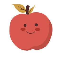 Cute autumn red apple character. Cartoon food vector illustration.