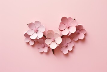 pink flowers and hearts on a pink background