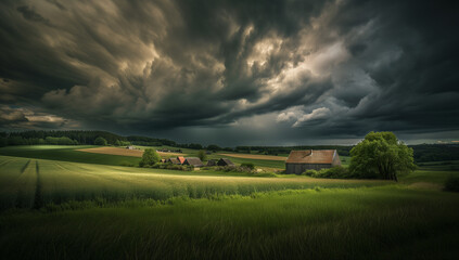 Obraz premium Storm clouds over fields