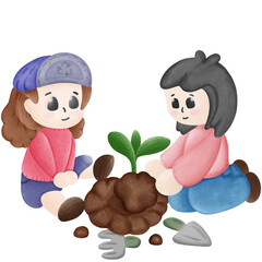 People helping to plant trees