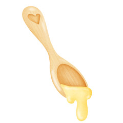 Wooden spoon with honey cartoon drawing