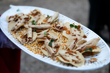 bandeja, comida, salado, paté