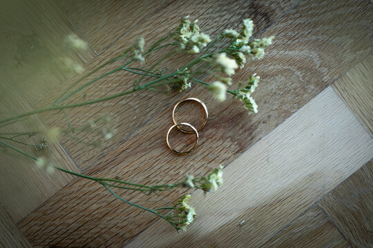 Anillas, anillo, alianzas, oro, par, dos, pareja, compromiso, metal