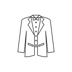 Tuxedo icon vector. Dinner jacket illustration sign. Suit symbol or logo.