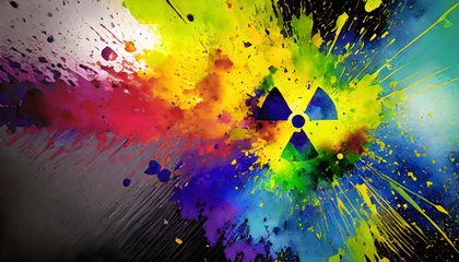 Fotobehang Vibrant ionizing radiation symbol © PRILL Mediendesign