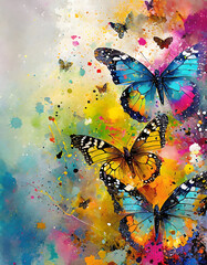 Lively butterflies - obrazy, fototapety, plakaty