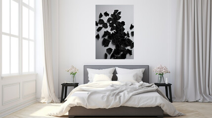 Bedroom with bed, Valentine day special. Created with Ai