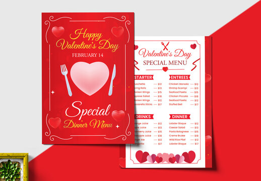 Valentine Day Dinner Menu Layout