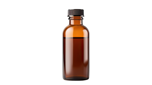 brown medicine bottle on white background