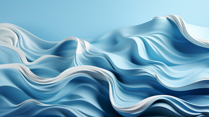 Paper waves in high-key on blue background