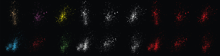 Wheat, white, red, green, wheat color blood drip isolated vector set of paint brush stroke splash background