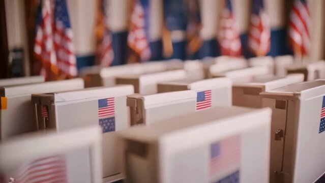 election hall blurry video, background for 2024 elections