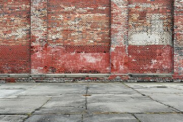 Urban street with a warehouse's brick wall. Generative Ai.
