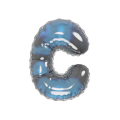 3D bluish spotty helium balloon letter C