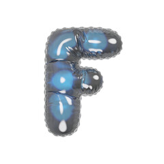 3D bluish spotty helium balloon letter F