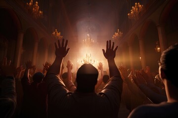 Obraz premium Worshipers with raised hands.